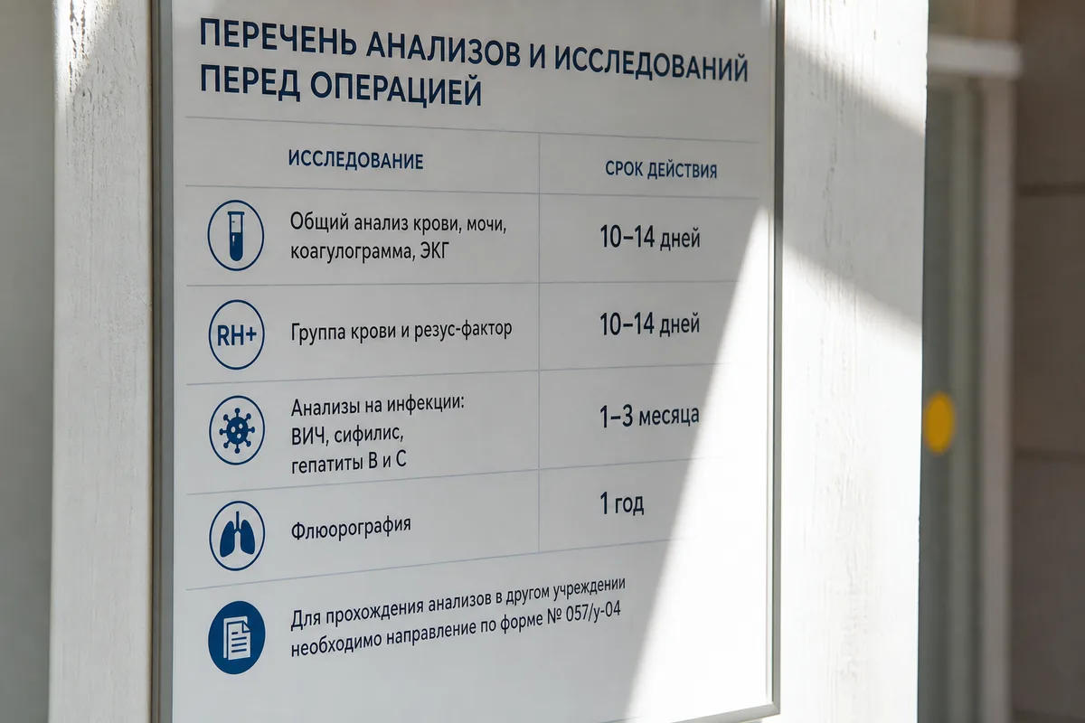 Перечень анализов перед операцией по ОМС: как не платить за обязательные исследования